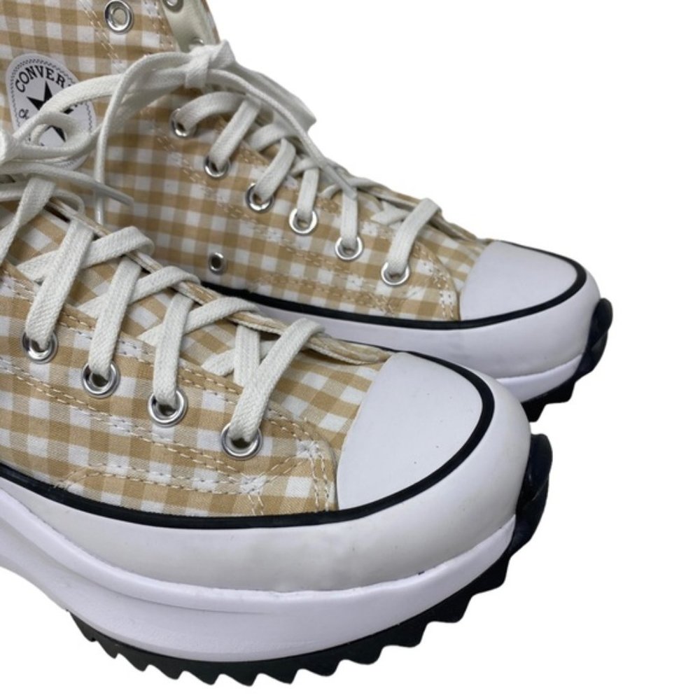 Converse Run Star Hi Platform Shoes Women Size White Beige Plaid Canvas A05999C - Picture 5 of 10